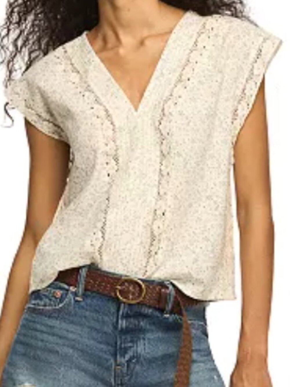 Lucky Brand Women's Lace Trimmed V-Neck Top SZ: XL